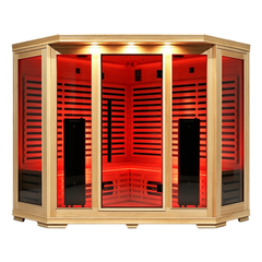 Blisspod I Vienna RED I All-In-One - Full Spectrum + Red Light Therapy I Indoor Corner Premium Sauna I 4-5 Person