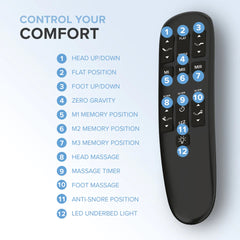 Ms300 Adjustable Base- Wireless Plus - Head Foot Massage & Lights