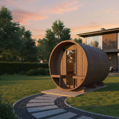 Turku Finnish Barrel Sauna with Terrace and WiFi Heater - Finnish Sauna Builders