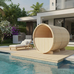 Turku Finnish Barrel Sauna with Terrace and WiFi Heater - Finnish Sauna Builders