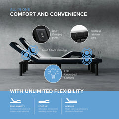 Ms300 Adjustable Base- Wireless Plus - Head Foot Massage & Lights
