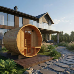 Turku Finnish Barrel Sauna with Terrace and WiFi Heater - Finnish Sauna Builders