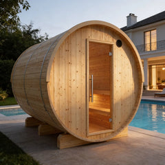 Vassa Finnish Barrel Sauna with WiFi Heater - Finnish Sauna Builders